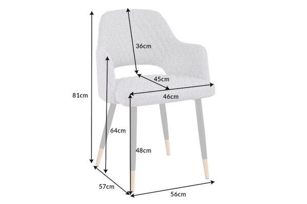 Chaise de salle à manger avec accoudoirs Rétro Gris Noir Or L : 54 cm