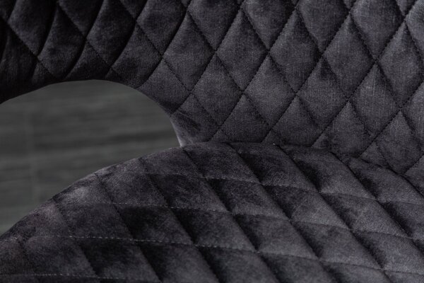 Chaise de salle à manger Revêtement en velours gris noir or avec accoudoirs