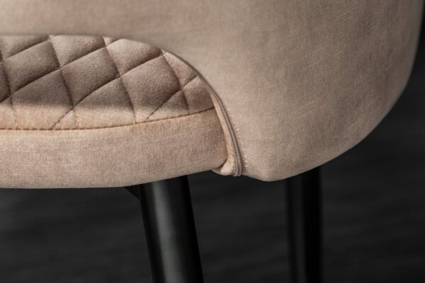 Chaise de salle à manger avec accoudoirs velours gris noir or