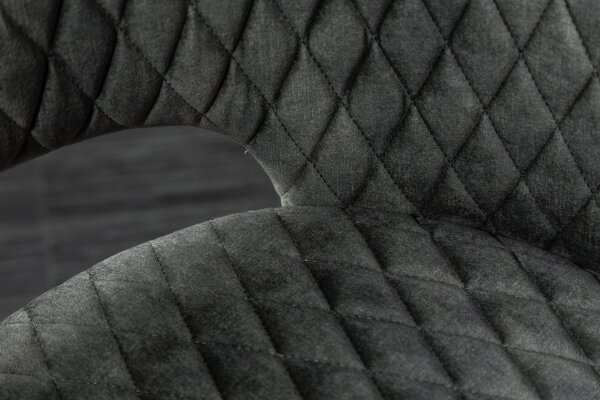 Chaise de salle à manger en velours vert/gris noir/or avec accoudoirs
