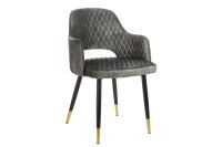 Chaise de salle &agrave; manger en velours vert/gris...