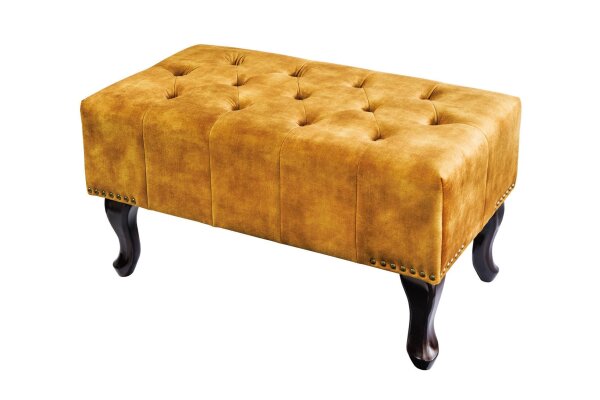 Tabouret velours bois 45 x 80 cm en jaune marron Chesterfield