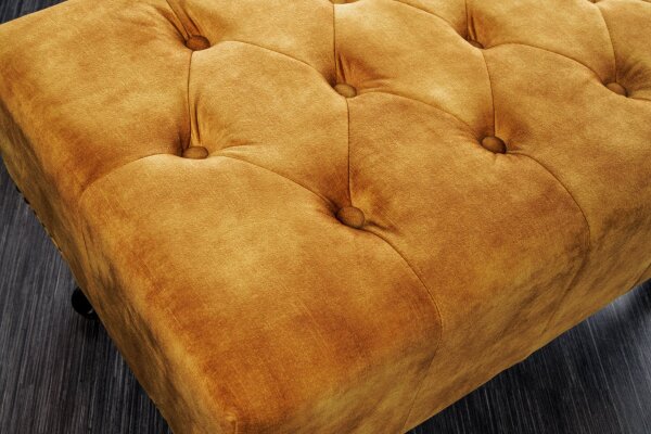 Tabouret velours bois 45 x 80 cm en jaune marron Chesterfield