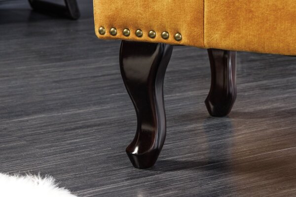 Tabouret velours bois 45 x 80 cm en jaune marron Chesterfield