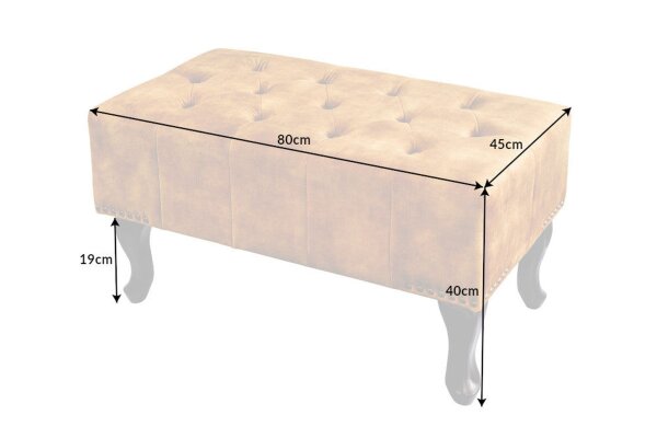 Tabouret velours bois 45 x 80 cm en jaune marron Chesterfield