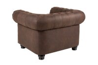 Fauteuil Chesterfield brun antique L : 110 cm en tissu bois