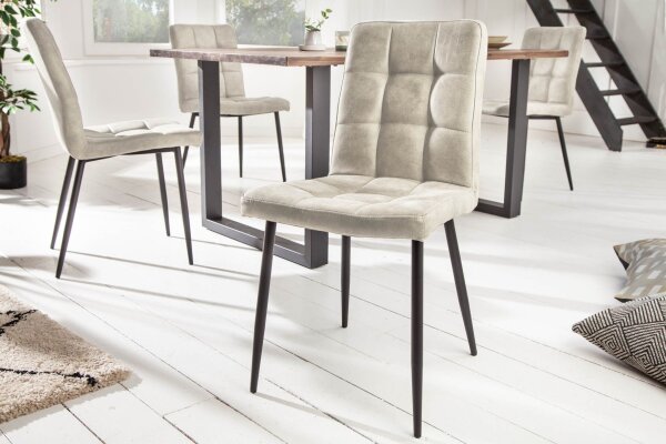 Chaise de salle à manger sans accoudoirs Tissu Métal Gris Noir