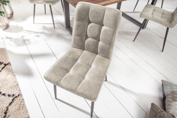 Chaise de salle à manger sans accoudoirs Tissu Métal Gris Noir
