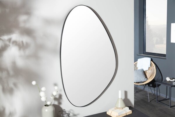 miroir mural cadre noir métal H : 90 cm travail manuel pièce unique