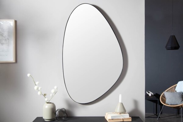 miroir mural cadre noir métal H : 90 cm travail manuel pièce unique