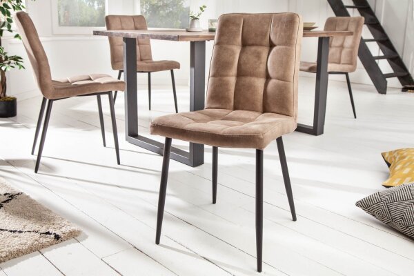 Chaise de salle à manger Taupe Noir sans accoudoirs Tissu Moderne