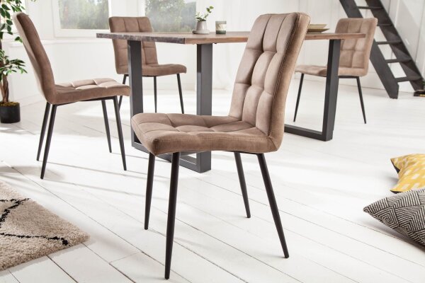 Chaise de salle à manger Taupe Noir sans accoudoirs Tissu Moderne