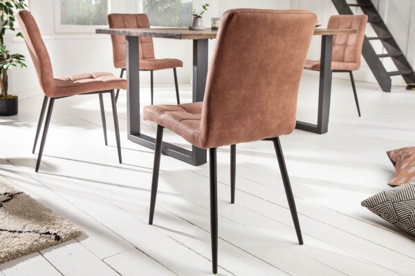 Chaise de salle à manger Tissu Métal Marron Noir sans accoudoirs