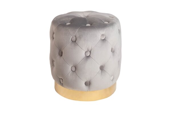 Pouf Gris Or petit Ø 37 cm H : 38 cm en velours métal