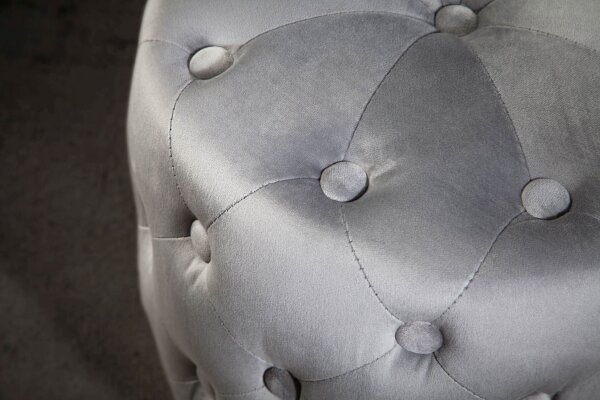 Pouf Gris Or petit Ø 37 cm H : 38 cm en velours métal