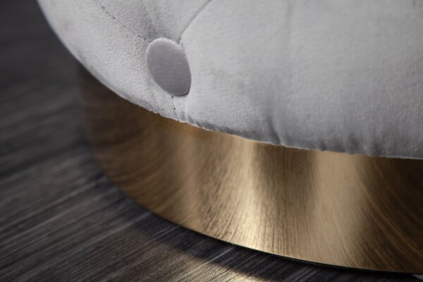 Pouf Gris Or petit Ø 37 cm H : 38 cm en velours métal