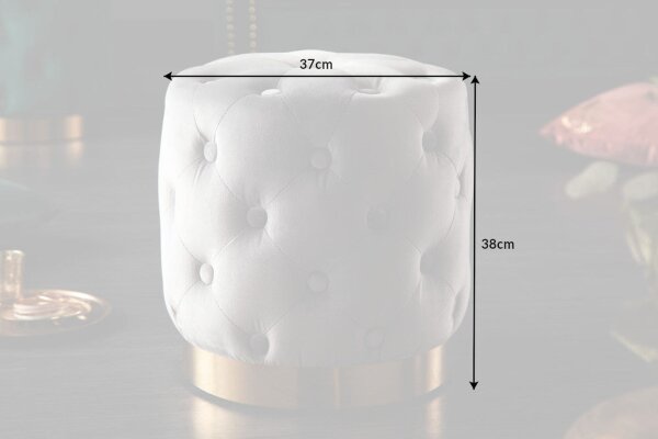 Pouf Gris Or petit Ø 37 cm H : 38 cm en velours métal