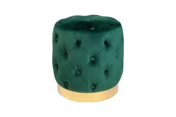 Pouf Vert Or Revêtement velours Ø 37 cm petit Chesterfield