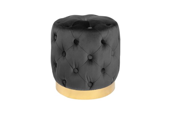 Pouf noir or en velours métal Ø 37 cm petit