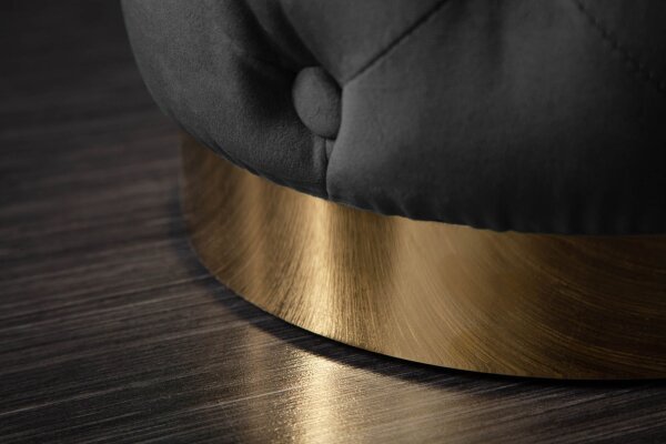 Pouf noir or en velours métal Ø 37 cm petit
