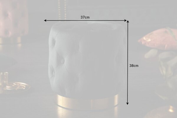 Pouf noir or en velours métal Ø 37 cm petit