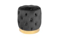 Pouf noir or en velours m&eacute;tal &Oslash; 37 cm petit