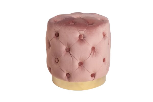 Tabouret Rose Or en velours métal Ø 37 cm H : 38 cm petit