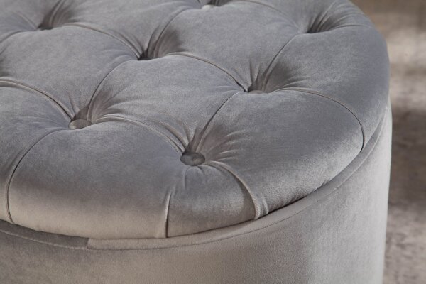 Tabouret gris avec espace de rangement velours métal Ø 50 cm