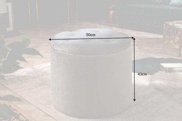 Tabouret gris avec espace de rangement velours métal Ø 50 cm