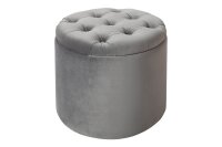 Tabouret gris avec espace de rangement velours...