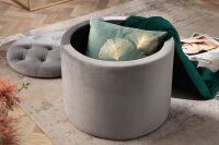 Tabouret gris avec espace de rangement velours...