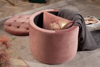 Tabouret en velours avec espace de rangement Rose...
