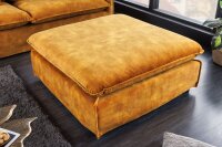 Tabouret rembourré velours jaune 100 cm de long...