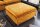 Tabouret rembourré velours jaune 100 cm de long housse lavable