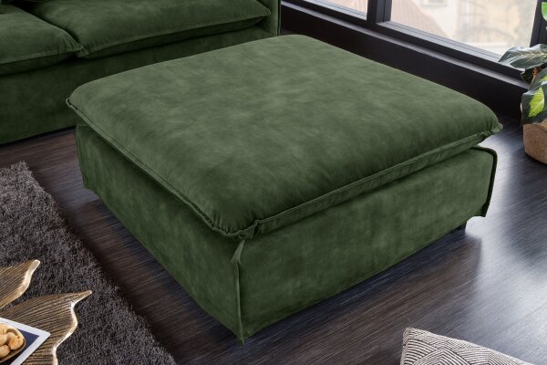 Pouf en velours bois vert 100 cm de large housse lavable