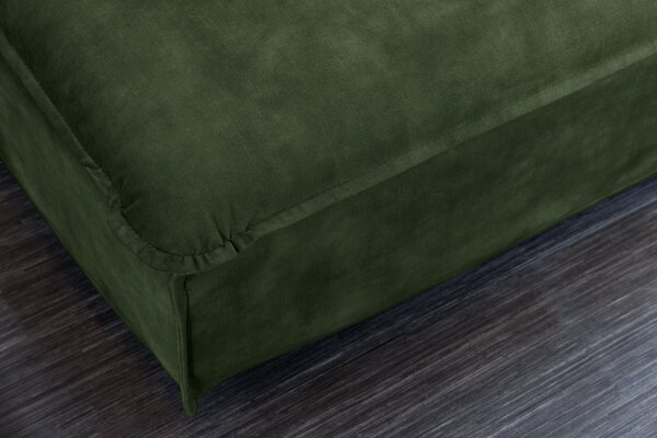 Pouf en velours bois vert 100 cm de large housse lavable