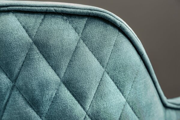Chaise de bureau sans roulettes velours métal pétrole noir pivotant