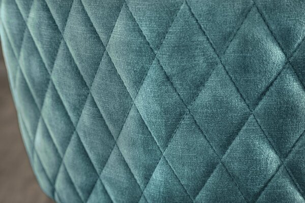 Chaise de bureau sans roulettes velours métal pétrole noir pivotant