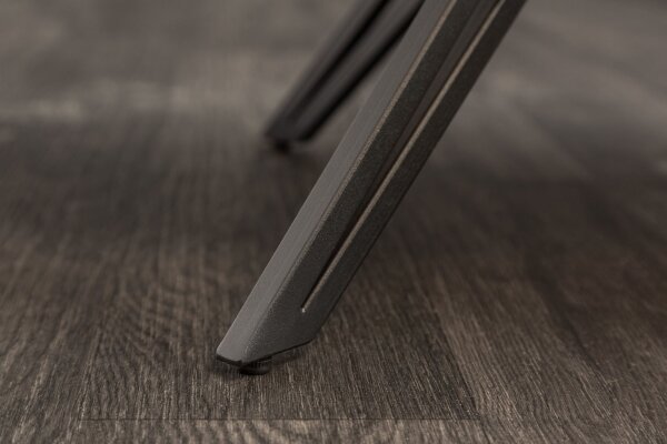 Chaise de bureau sans roulettes velours métal pétrole noir pivotant