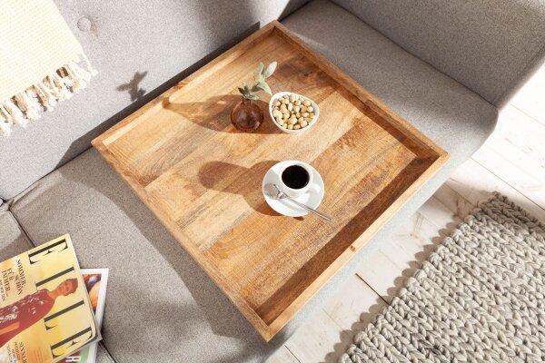 Plateau en bois de manguier avec bord surélevé 50 cm fait main