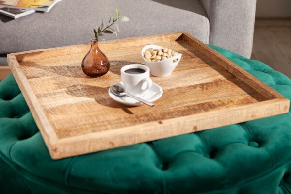 Plateau en bois de manguier avec bord surélevé 50 cm fait main