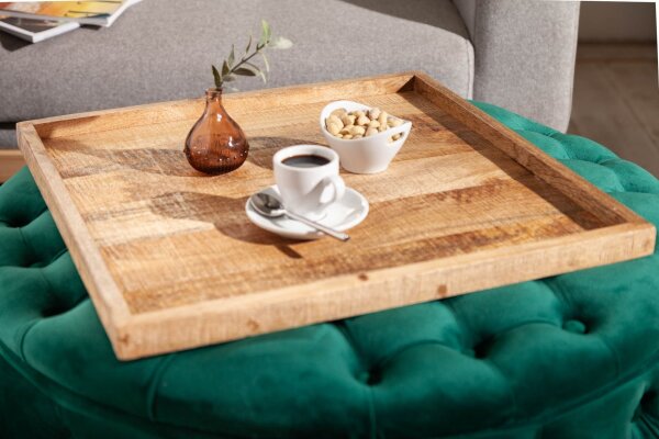 Plateau en bois de manguier avec bord surélevé 50 cm fait main
