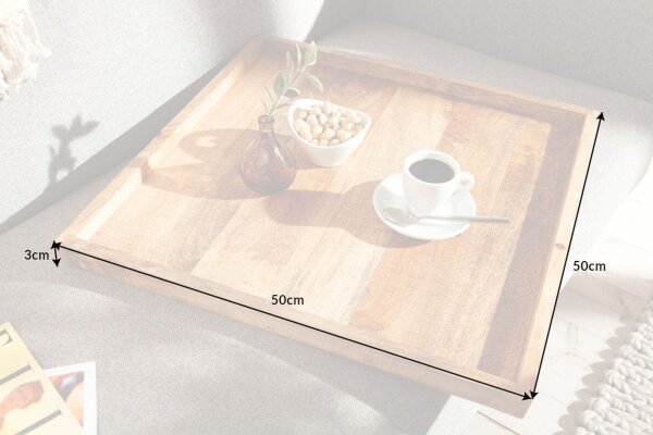 Plateau en bois de manguier avec bord surélevé 50 cm fait main