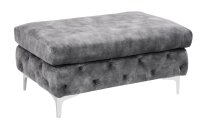 Pouf velours métal Chesterfield gris...