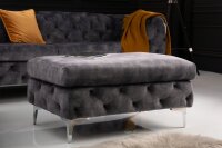Pouf velours métal Chesterfield gris...
