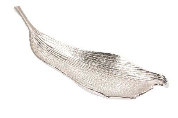 Coupe décorative en métal L : 64 cm en argent Feuille Design Travail manuel