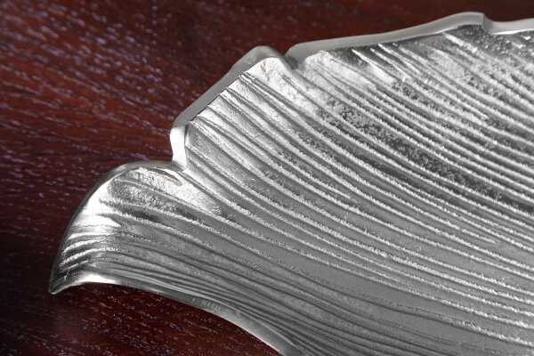 Coupe décorative en métal L : 64 cm en argent Feuille Design Travail manuel