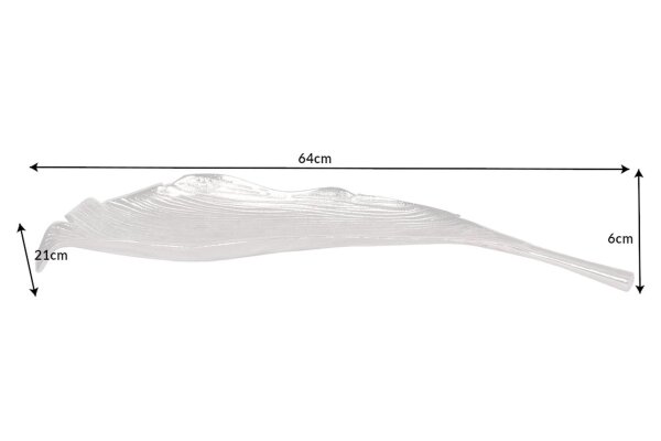 Coupe décorative en métal L : 64 cm en argent Feuille Design Travail manuel