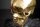 Statue décorative Tête de mort en or noir H : 35 cm Métal Marbre