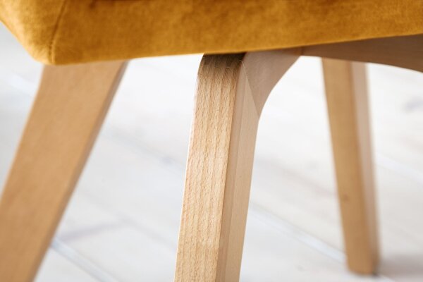 Chaise de bureau pivotante Retro en velours bois jaune naturel